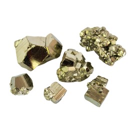Natural Pyrite Crystal from Peru | Pack 5 or 6 units | Brilliant Cubic, Octahedral or Pyritohedral Crystals | Iron Pyrite Stone with Healing Properties for Decoration or Jewelry Making (6 to 7 Ounce)