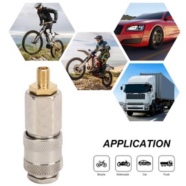 Keenso Tyre Inflator Adapter, 2 Pack Portable Air Compressor Adapter, Heavy Duty Steel Male Thread to US Valve, 3 in 1 Quick Coupling for Tyre Inflator