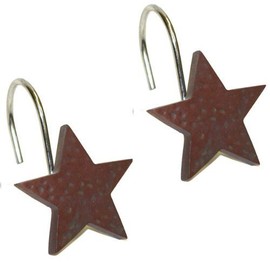 Park Designs Star Shower Curtain Hooks (Set of 12), Red