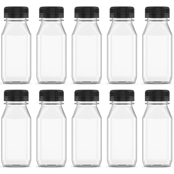 Hulless 10 Pcs 4 Ounce Plastic Juice Bottle Drink Containers