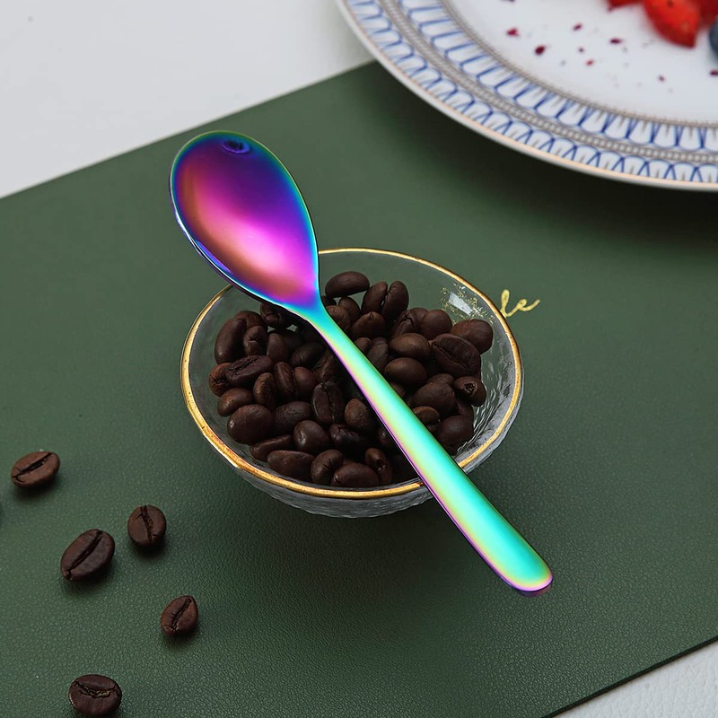 Rainbow Coffee Spoons 6 Pieces Kyraton 5.5 Inch Stainless Steel