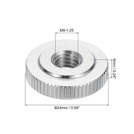sourcing map 5Pcs M8 Knurled Thumb Nuts, 304 Stainless Steel Round Knurled Flat Head Through Hole Handle Nut, Lock Adjusting Nuts, Thin Type, Silver