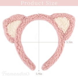 Framendino, 4 Pack Cat Ear Headband Plush Kitty Hairbands Fluffy Kitten Hair Hoop Animal Head Band for Women Makeup