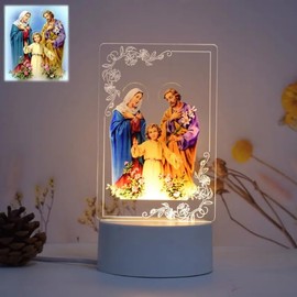 Generic 3D Night Light Jesus Family with Led Lights, Xmas Gifts for Kids Adults, 3D Illusion Night Lamp for Bedroom Living Room Decoration or Christmas Decorations Battery/USB Powered., SBDC1