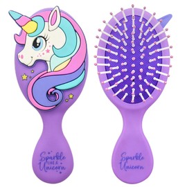 DINATIS Toddler Hair Brush - Mini Hair Brush for Kids - Travel Brush for Boys and Girls - Unicorn Brush with Air Cushion - Pupple
