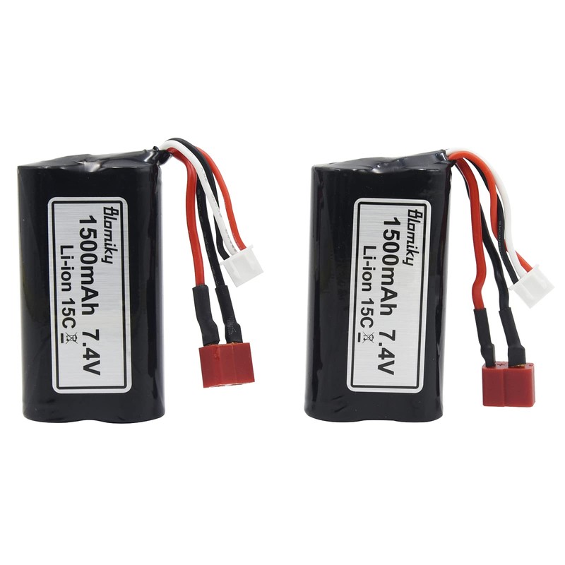 Blomiky 2 Pack 7.4V 1500mAh 15C Li-ion Rechargeable Battery with