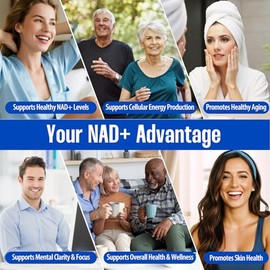 Suplemento NAD, NAD+ Plus liposomal 12 en 1 con trans-resveratrol, CoQ10, PQQ y ácido alfa lipoico, envejecimiento saludable y apoyo de bienestar celu
