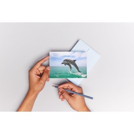 "Dolphin Jump" Lenticular Postcard with flip/Moving Effect of Two Dolphins in The Open sea