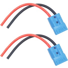 Battery Connector, CESFONJER 2 Sets 120A 600V Battery Quick Connect, Battery Quick Disconnect/Connect Plug, with 6 AWG 25cm Cable, for Boat, Caravan, Car, Motorhome (Blue)