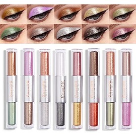 evpct 16 Colores Liquid Glitter Shimmer Metálico Sombra de Ojos Set Glitter Sparkle Colorido Delineador Líquido Delineador de Ojos Delineador de Ojos 