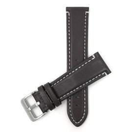 Hamilton 24mm Waterproof Leather Watch Band Strap for Hamilton Jazzmaster - Brown and White / Silver Buckle