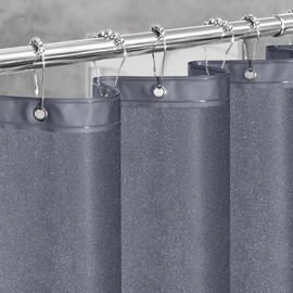 Seenus Charcoal Grey Sparkle Shower Curtain with 3 Large Magnets, Waterproof PEVA Plastic Glitter Shower Curtain Liner Dark, 72 x 72 inch Luxury Metallic Shimmery Bathroom Shower Curtain Lightweight