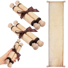 Epakh 2 Pack Blank Paper Scrolls Wrapped on Wood Rod for Writing, Drawing, Calligraphy, Wedding Vows, Cosplay Prop, Renaissance Festivals, Tabletop Role Playing Game(Old Color)