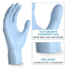 ARNOMED Disposable Gloves, Light Blue, Pack of 100, Nitrile Gloves, M, Disposable Gloves, Powder-Free, Latex-Free Rubber Gloves, Available in XS, S, M, L & XL