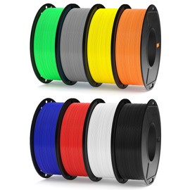ELEGOO 250g PLA Filament Bundle 1.75mm, 8 Colors 3D Printer Filaments Dimensional Accuracy +/- 0.02mm, 8 Pack 250g Spool, Black/White/Red/Dark Blue/Gray/Yellow/Orange/Neon Green