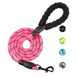 PETANK Rope Dog Leash 4 FT with Comfortable Padded Handle and Highly Reflective Threads for Small Medium Dogs (ROSEO, 4FT*1/2")