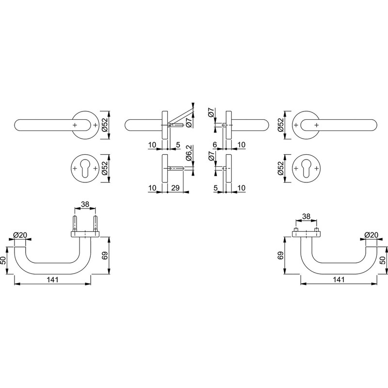HOPPE FH Door Handle Set Paris Object & Fire Protection