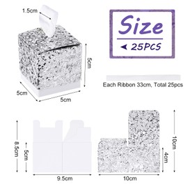 TsunNee Sparkle Sequin Paper Candy Box, Sweet Wedding Favour Boxes, Glitter Party Gift Box, Creative Paper Treat Boxes, Silver, 25-Pack