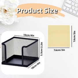 Astrappai Sticky Note Holder，Mesh Memo Holder with 1 Pack Sticky Note Black Memo Pad Holder Cube Holder for Office Home School