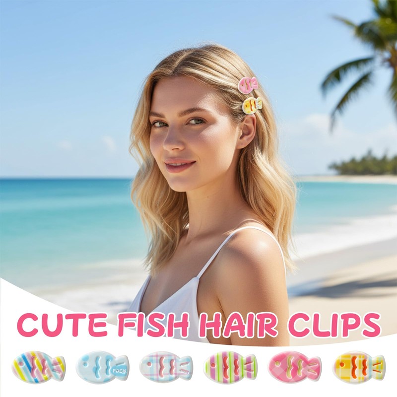 6 PCS Cute Hair Clips, Colorful Fish Cute Hair Accessories