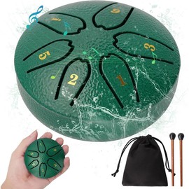Steel Tongue Drum: 3 Inch 6 Notes Rain Drum for Outdoor Use, Hang Drum Instrument, Handpan Drum for , Sound  Meditation () - Color: Emerald, Size: 3 inches 6 notes