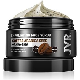 JVR Exfoliante Facial Para Hombres, Exfoliante Facial Para Una Exfoliación Profunda, Limpieza, Eliminación De Puntos Negros, Vellos Encarnados, Suavizante Previo Al Afeitado, Fórmula Orgánica Con Extr