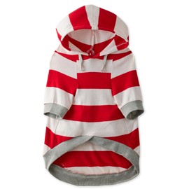 Pet Passion 100% Organic Cotton Rocky - The Comfy Dog Hoodie Pet Coat for Small, Medium and Large Dogs, Red Bold Stripe, XX-Small
