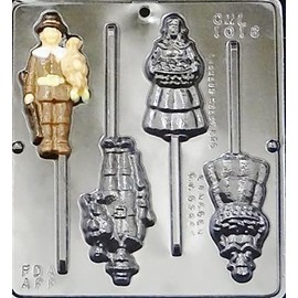 Candy Molds N More Pilgrim Man & Woman Lollipop Chocolate Candy Mold Thanksgiving 1018