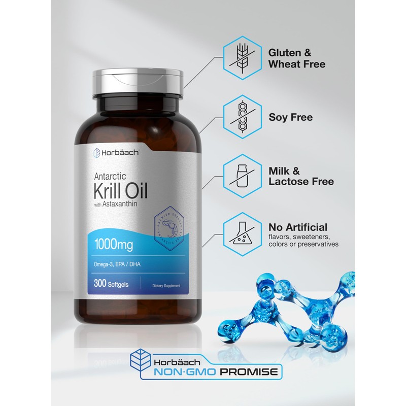 Horbäach Antarctic Krill Oil 1000mg Softgels | 300 Count |