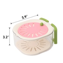 Metgoods Fruit Washing Bowl with Strainer - 2 in 1 Colander Bowl, Drainer Container Set with Lid and Handles, Fruit Cleaner, Veggie Wash, Salad Washing & Storing (Pink)