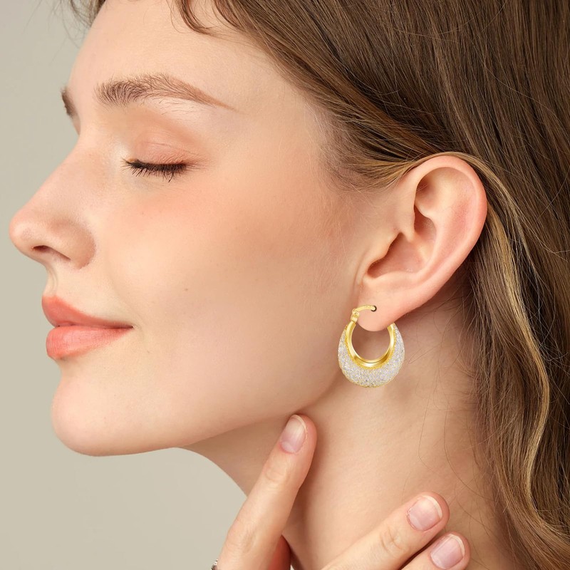 SayovatBek 14K Gold Plated 23–25mm Lightweight Mesh Hoop Earrings for