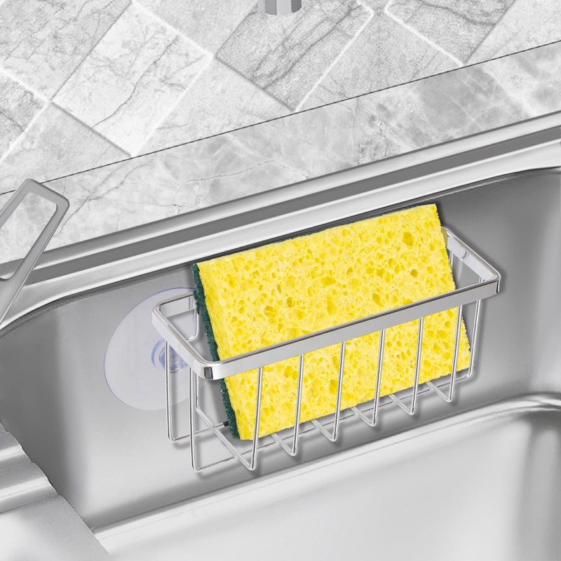SHFKS Chrome Sink Caddy - Sponge Holder for Dish, Kitchen