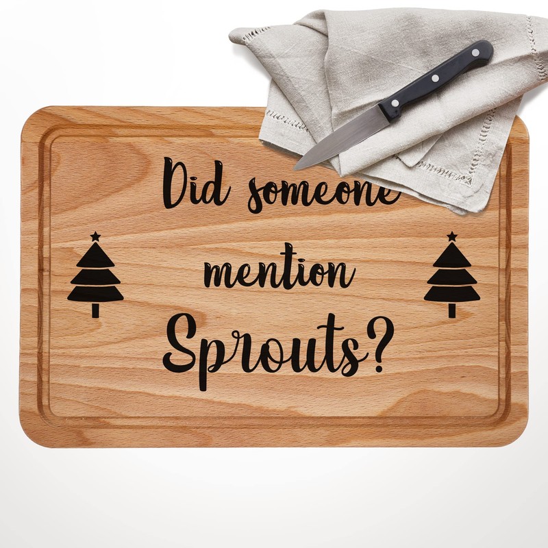 Did Someone Mention Sprouts, Funny Christmas Chopping Board, Novelty Kitchen