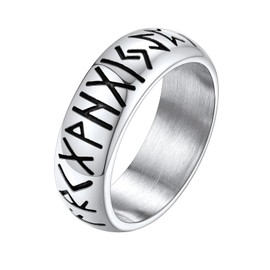 Supcare Men's Ring Stainless Steel Viking Luhn Rune Finger Ring for Men Punk Viking Jewellery Signet Ring Hip Hop Band Ring Gothic Vintage Statement Ring Fashion Hcmuck for Birthday Anniversary,
