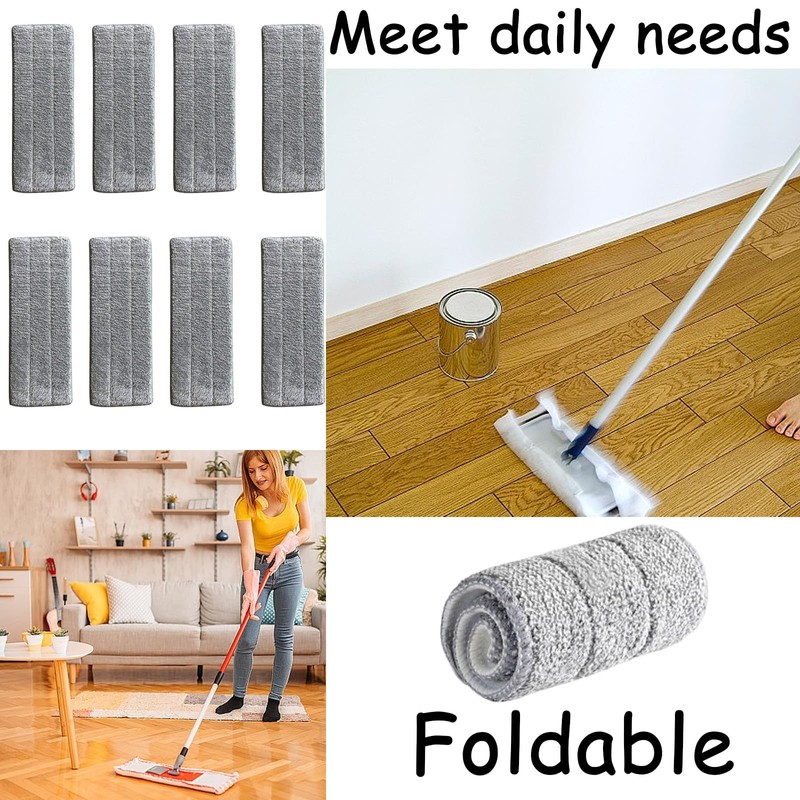 8 PCS Microfibre Mop Pads Mop Heads Replacement Cleaning Pad