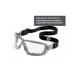 Gateway Safety 22ST79 Silverton Strap Version Safety Glass, Gray Frame - Clear FX2 Anti-Fog Lens, One Size