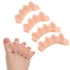 4Pcs Toe Spacers for Women, Toe Separators for Correct Toes Alignment & Toes Straightener, Relieve Bunions, Overlapping Toes, Hammer Toe (Beige)