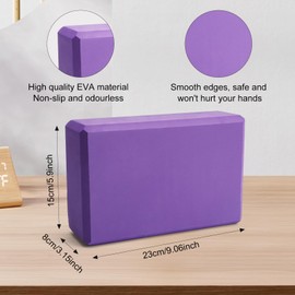 HENGBIRD Set of 2 Yoga Blocks, Yoga Blocks, Yoga Blocks, High Density EVA Foam, Non-Slip, Lightweight, Suitable for Yoga, Pilates, Fitness, Yoga Blocks, Unisex, 23 x 15 x 8 cm (Purple/Blue)