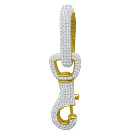 925 Sterling Silver Micro Pave Pendant – Carabiner Gold, Cubic Zirconia