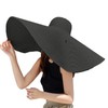 TianYaOutDoor Oversized Beach Straw Hats for Women Extra Large Wide Brim Beach Hat Foldable Roll up Floppy Sun Hat Summer Outdoor UV Protection (Black)