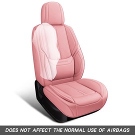 NUNIVAK Full Coverage Leather Car Seat Covers Full Set Universal Fit for Most Cars Sedans Trucks SUVs with Waterproof Leatherette in Automotive Seat Cover Accessories (Pink, Front Pair(2 pcs))