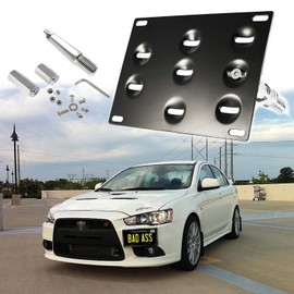 1 Set Front Tow Hook License Plate Bumper Mounting Bracket Fit Mitsubishi Lancer Evolution [black]
