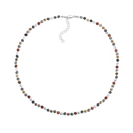 Winssigma Natural Gemstone Beaded Necklace, Hand Knotted Stone Choker Necklace Dainty 4mm Bead Strand Necklace for Women(Style C)
