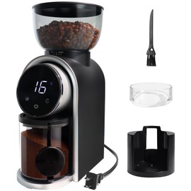 DITOSH Electric Coffee Grinder Touchscreen 2-14 Cup Conical Burr Coffee Grinder with 25 Grinding Settings Cleaning Brush Grindable Espresso Drip Coffee French Press for Home Use 110V Black