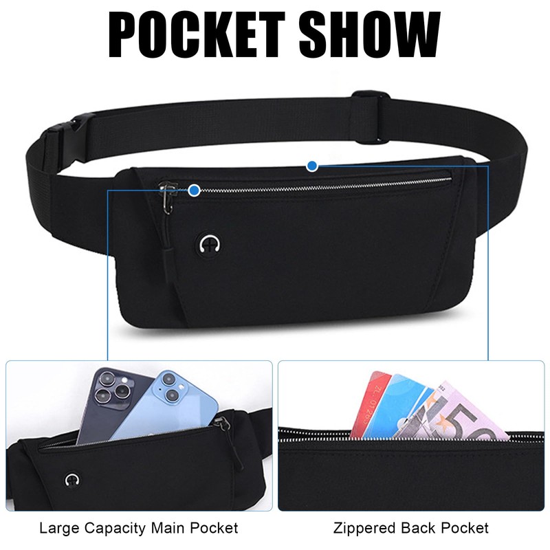 Mayoii Running Belt with Waterproof Adjustable Study Strap, Slim Lightweight