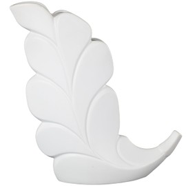 Deco 79 Ceramic Leaf Decorative Vase Slanted Centerpiece Vase, Flower Vase for Home Decoration 14" x 4" x 15", White