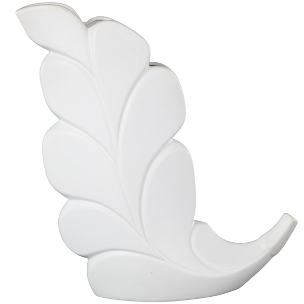 Deco 79 Ceramic Leaf Decorative Vase Slanted Centerpiece Vase, Flower
