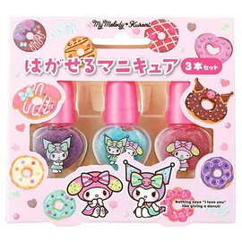 Race Sanrio Removable Manicure Set of 3, My Melody Kromi, Cosmetics, Accessories for 6 Years and Up