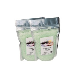 Bath Salts | 1lb Bag (16 oz.) | Cucumber Scent | Epsom Salt | Sea Salt | Bathing | Body Care | Beauty | Relaxation | Spa | Pedicure | Manicure ((2) 1lb Bags)