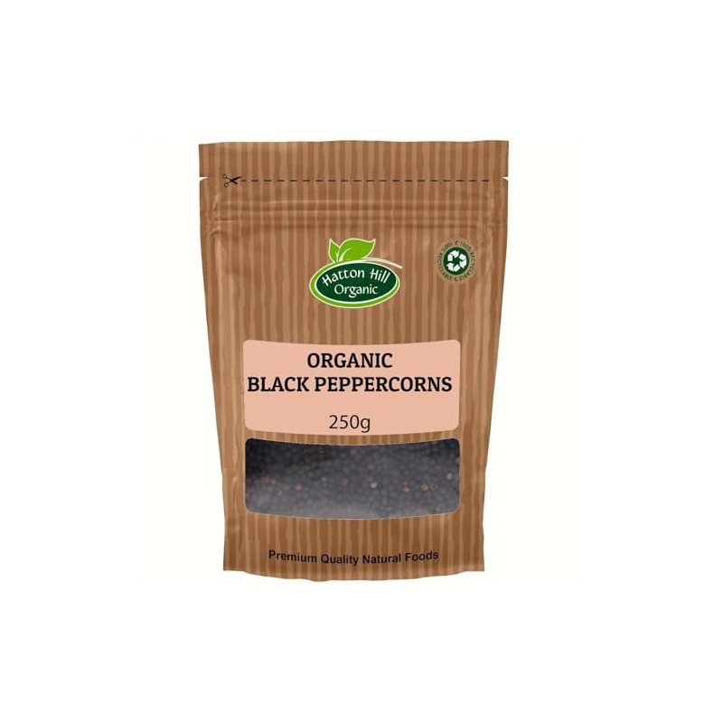 Organic Black Peppercorns 250g by Hatton Hill Organic | Bold
